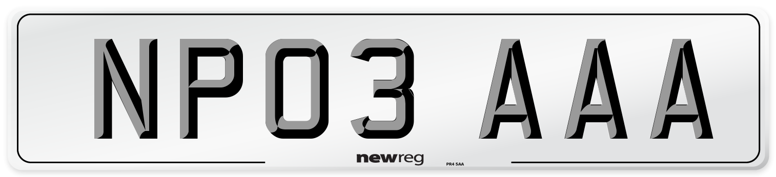 NP03 AAA Number Plate from New Reg